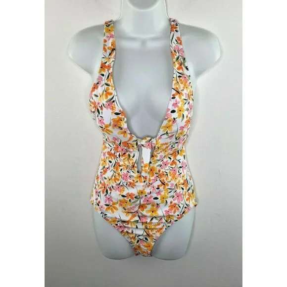 Jessica Simpson $98 Summer Dreaming Tie-Front One Piece Swimsuit Size S - Picture 2 of 7